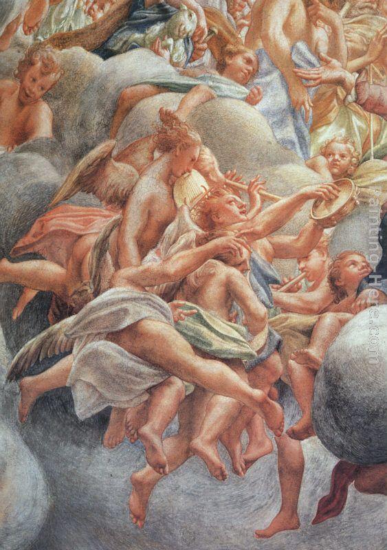 Correggio Assumption of the Virgin, detail of angelic musicians